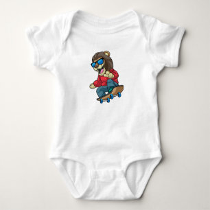 Body Para Bebê Leão como skater com skate