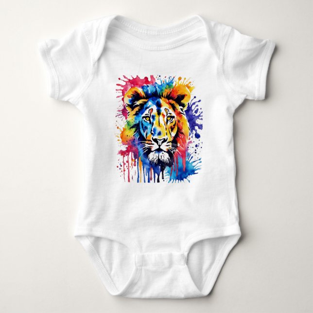 Body Para Bebê Leão cor-de-água engraçado (Frente)