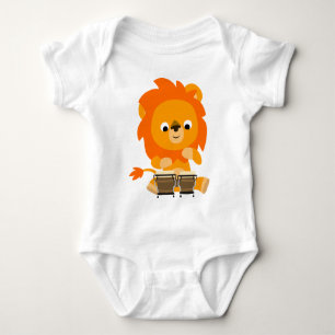 Body Para Bebê Leão de animação bonito tocando Bongos Baby Bodyca
