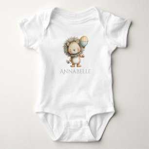 Body Para Bebê Leão Fofo com Balão Personalizado