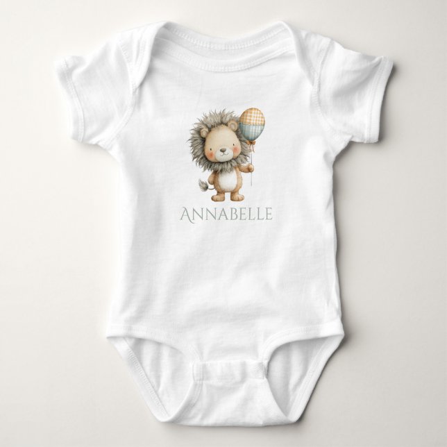 Body Para Bebê Leão Fofo com Balão Personalizado (Frente)