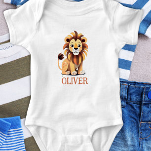 Body Para Bebê Leão Fofo Personalizado