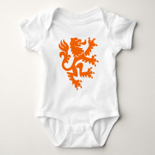 Body Para Bebê Leão Heráldico 01 - Laranja