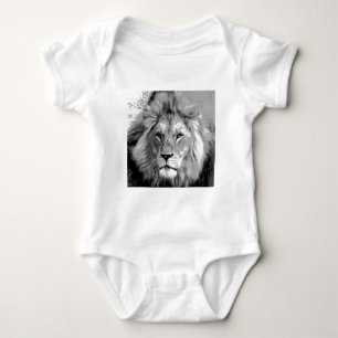 Body Para Bebê Leão Preto Branco
