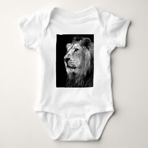 Body Para Bebê Leão Preto e Branco