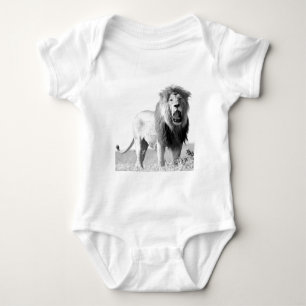 Body Para Bebê Leão preto e branco
