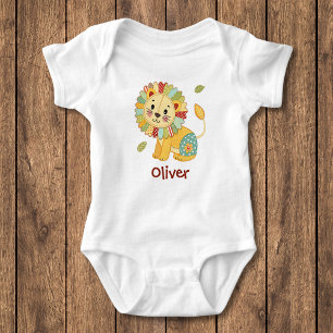 Body Para Bebê Leãozinho de Patchwork Fofo