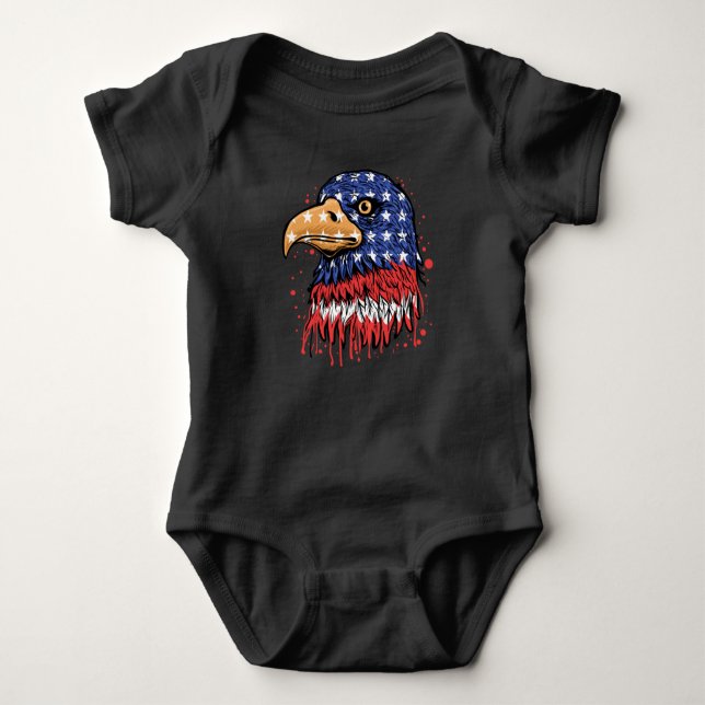 Body Para Bebê Legal bandeira americana Eagle Art - bandeira dos  (Frente)