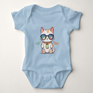 Body Para Bebê Legal Verão Gato Vestindo Óculos de sol