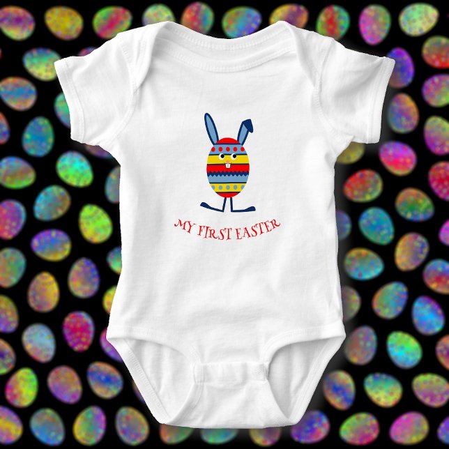 Body Para Bebê Legenda do coelho de ovo da Páscoa (Criador carregado)