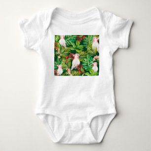 Body Para Bebê Leggings de plantas e aves tropicais magníficas