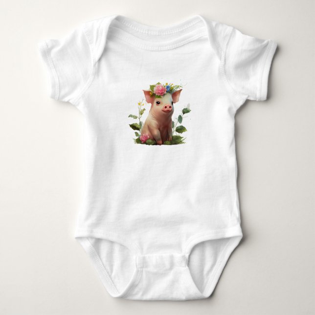 Body Para Bebê Leitão Adorável com Frota (Frente)