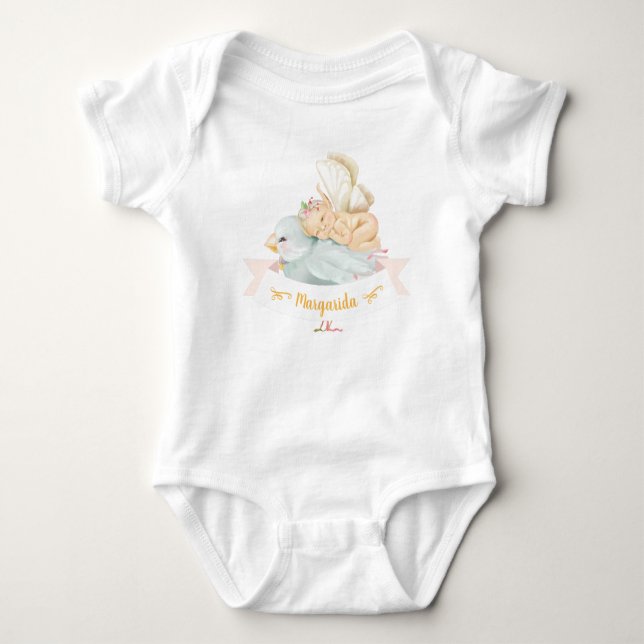 Body Para Bebê Leite e pássaro - Menina Bebê Bodysu (Frente)