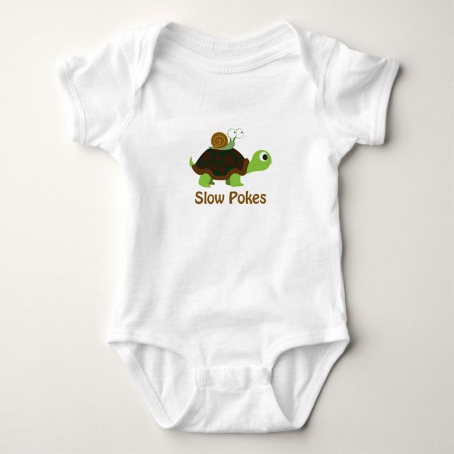 Body Para Bebê Lento Pokes Tartaruga e Caracol (Frente)