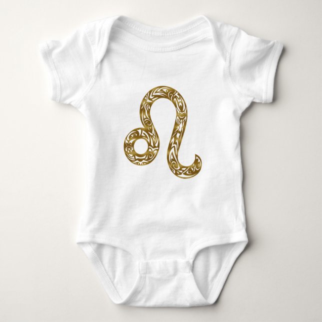 Body Para Bebê Leo Zodiac - Tribal Dourado (Frente)