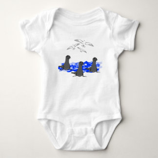 Body Para Bebê Leões marinhos Oceano e gaivotas Bebê Roupa