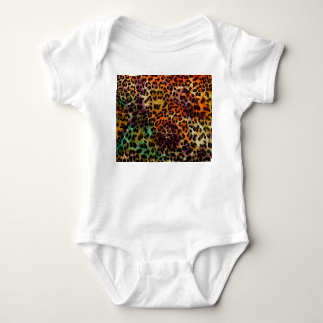 Body Para Bebê Leopardo Colorido: Textura de Abstrato (Frente)