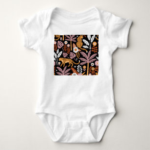 Body Para Bebê Leopards Palms Vintage Padrão sem costura