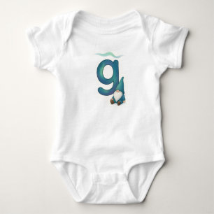 Body Para Bebê Letra G Personalizável das Luzes do Norte Gnome Nó