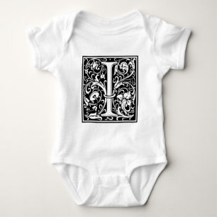 Body Para Bebê Letra I Monograma Medieval Arte Nova
