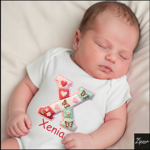 Body Para Bebê Letra Inicial X de Patchwork Matelassê para Berçár