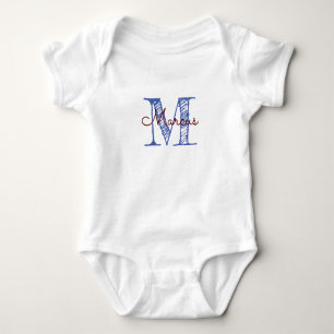 Body Para Bebê Letra Personalizada Monograma Baby Boy