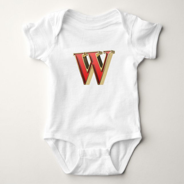Body Para Bebê Letra W de vidro vermelho (Frente)