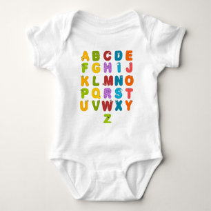 Body Para Bebê Letras Fofas Aprendizado Divertido Alfabeto Cor de