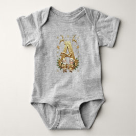 Body Para Bebê Letter A: Royal Gold Luxury Christmas