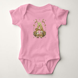 Body Para Bebê Letter A: Royal Gold Luxury Christmas.