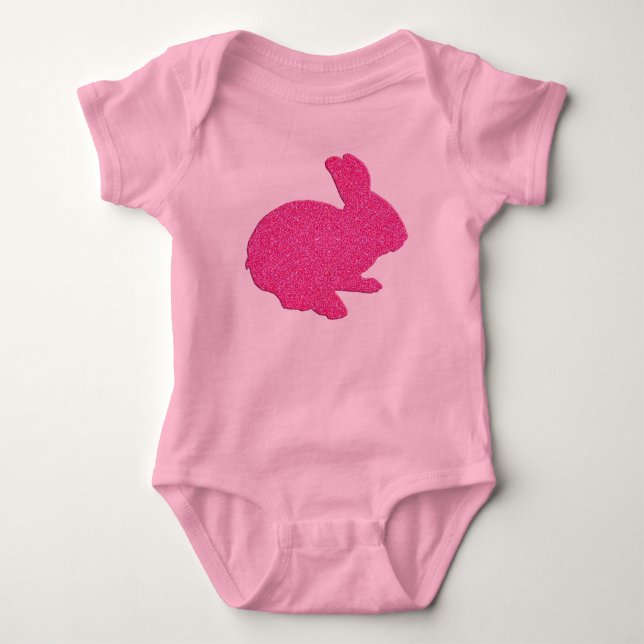 Body Para Bebê Leve Rosa Silhouter Páscoa Coelhinha (Frente)