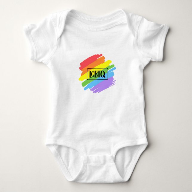 Body Para Bebê LGBTQ Brushstrokes Arco-Íris (Frente)