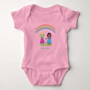 Body Para Bebê LGBTQIA Love is LOVE Rainbow Hearde