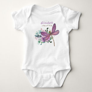Body Para Bebê Libélula Faça Um Desejo Roxo NOMEADO Presente Para