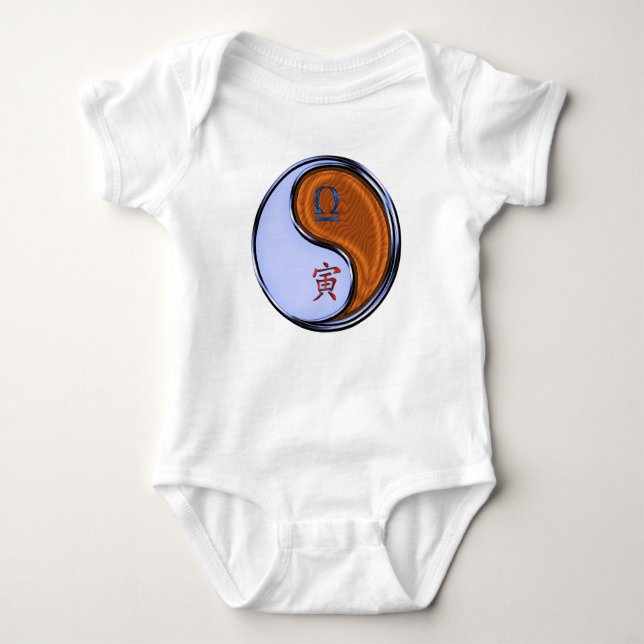 Body Para Bebê Libra & Tigre de Madeira (Frente)