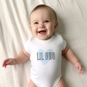 Body Para Bebê Lil Bro Blue Heart Matching Sibling Family