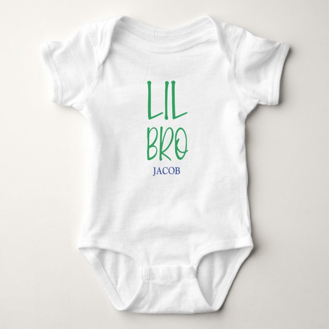 Body Para Bebê Lil Bro Sibling Name (Frente)