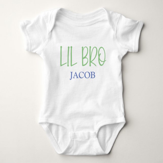 Body Para Bebê Lil Brother Bro Sibling Name (Frente)