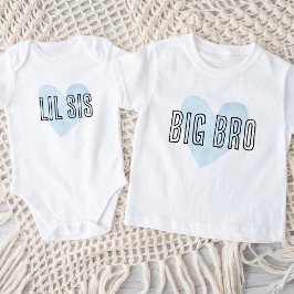 Body Para Bebê Lil Sis Blue Heart Matching Sibling Family