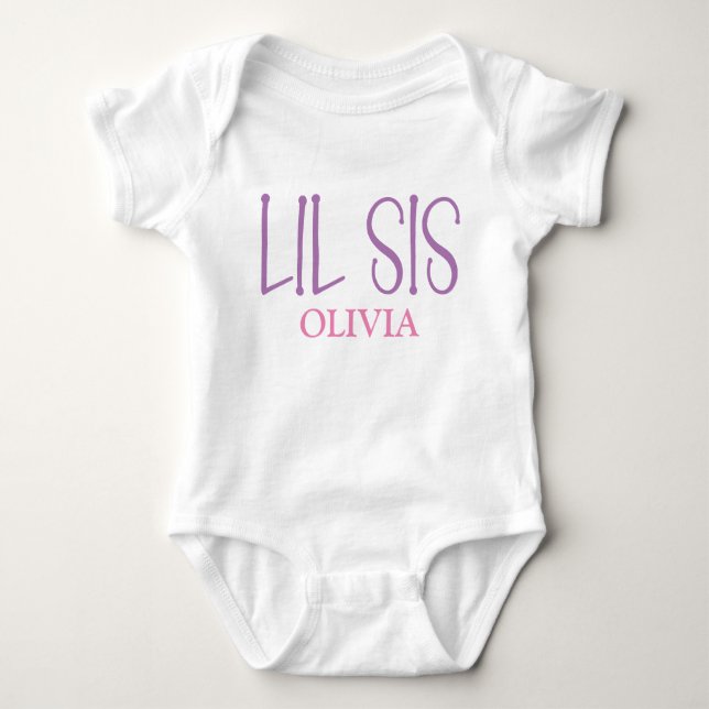 Body Para Bebê Lil Sister Sis Sibling Name (Frente)