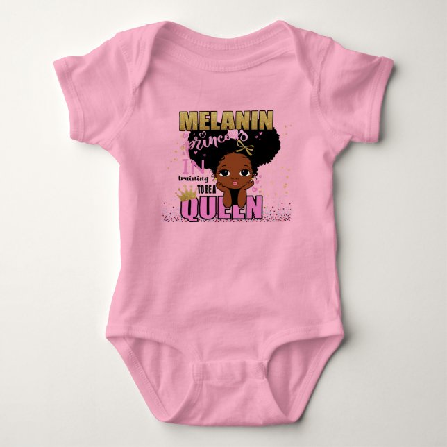 Body Para Bebê Lilibet Fashion - Rainha de Treino Melanin Princes (Frente)