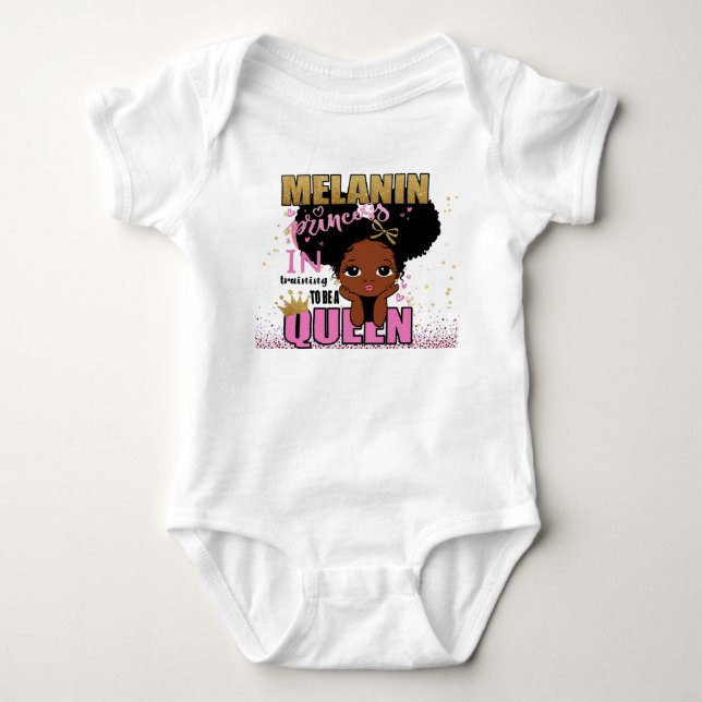 Body Para Bebê Lilibet Fashion - Rainha de Treino Melanin Princes (Frente)