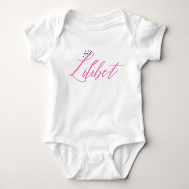Body Para Bebê Lilibet Nomeado Moda Apropriada Para Uma Princesa (Frente)