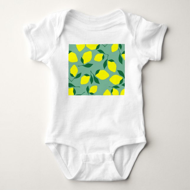 Body Para Bebê Limão Simples, Impressão de Fundo Verde. (Frente)