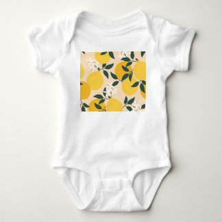 Body Para Bebê Limão Vintage: Textura de Fruta sem costura.
