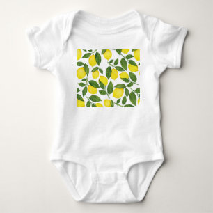 Body Para Bebê Limões de Aquarela: Padrão de Fruta de Verão