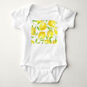 Body Para Bebê Limões e folhas de aquarelas: padrão.