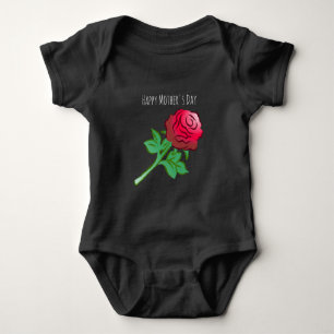 Body Para Bebê Linda e bela rosa vermelha