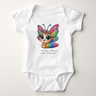 Body Para Bebê 🐛Linda Lagarta de Arco-Íris Borboleta Cartoon