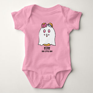 Body Para Bebê Linda menina Boo de Halloween com nome personaliza